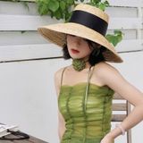  Mũ nón cói đi biển rộng vành tròn đẹp cho nữ vintage sợi tự nhiên cao cấp - NC446 