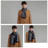  Quà tặng 20/10 cho đối tác nam, sếp nam, đồng nghiệp nam, người yêu nam ,bạn bè, anh trai hoặc người thân quà tặng Khăn quàng choàng cổ nam Hàng Hiệu & Cao Cấp - Khăn len cashmere giữ ấm họa tiết màu Xám, xanh Dương - KN011 