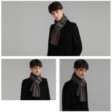  Quà tặng 20/10 cho đối tác nam, sếp nam, đồng nghiệp nam, người yêu nam ,bạn bè, anh trai hoặc người thân quà tặng Khăn quàng choàng cổ nam Hàng Hiệu & Cao Cấp - Khăn len cashmere giữ ấm họa tiết màu Xám sọc đỏ - KN014 