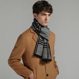  Quà tặng 20/10 cho đối tác nam, sếp nam, đồng nghiệp nam, người yêu nam ,bạn bè, anh trai hoặc người thân quà tặng Khăn quàng choàng cổ nam Hàng Hiệu & Cao Cấp - Khăn len cashmere giữ ấm họa tiết màu Xám sọc xanh - KN021 