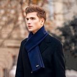  Khăn quàng choàng cổ nam Hàng Hiệu & Cao Cấp - Khăn len cashmere giữ ấm màu xanh đen - KN002 