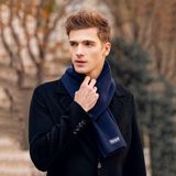  Khăn quàng choàng cổ nam Hàng Hiệu & Cao Cấp - Khăn len cashmere giữ ấm màu xanh đen - KN002 