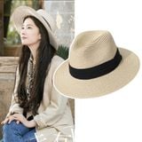  Quà tặng 20/10 cho sếp nữ, vợ, cô giáo, giáo viên nữ, mẹ và bạn gái, người yêu nữ quà tặng Mũ nón phớt sợi cói đi biển rộng vành tròn đẹp cho nữ AGANA - NC503 