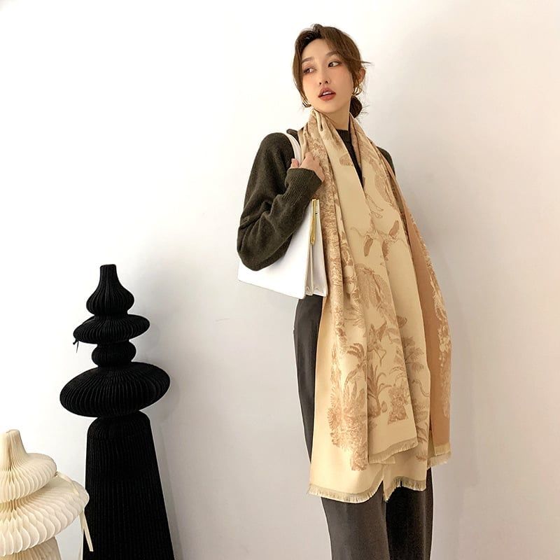  Khăn quàng choàng cổ len Cashmere giữ ấm cao cấp phong cách Hàn Quốc đẹp sang trọng - KC408 