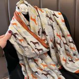  Quà tặng 20/10 cho sếp nữ, vợ, cô giáo, giáo viên nữ, mẹ và bạn gái, người yêu nữ quà tặng Khăn quàngchoàng cổ lụa cao cấp cho nữ văn phòng sở đẹp màu trắng viền cam AGANA - KS210 