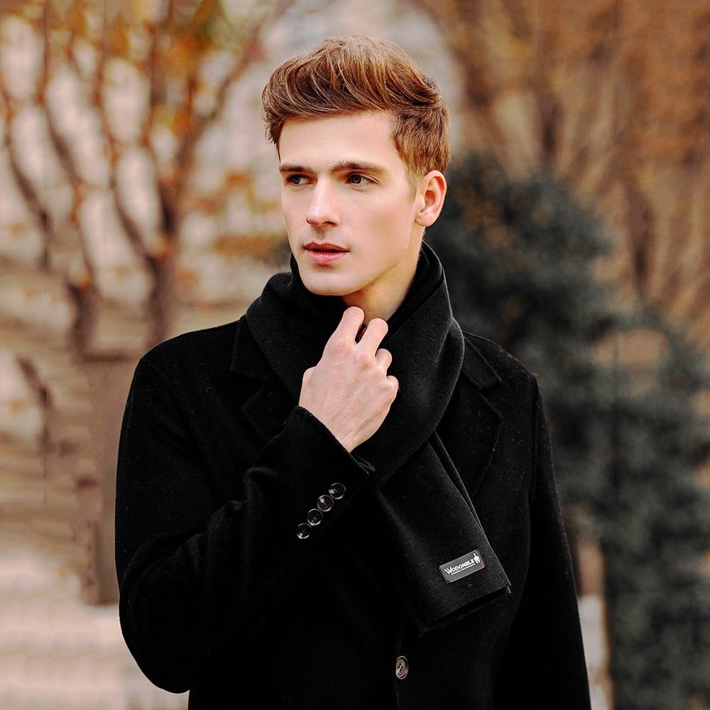  Quà tặng 20/10 cho đối tác nam, sếp nam, đồng nghiệp nam, người yêu nam ,bạn bè, anh trai hoặc người thân quà tặng Khăn quàng choàng cổ nam Hàng Hiệu & Cao Cấp - Khăn len cashmere giữ ấm màu đen - KN001 