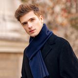  Khăn quàng choàng cổ nam Hàng Hiệu & Cao Cấp - Khăn len cashmere giữ ấm màu xanh đen - KN002 