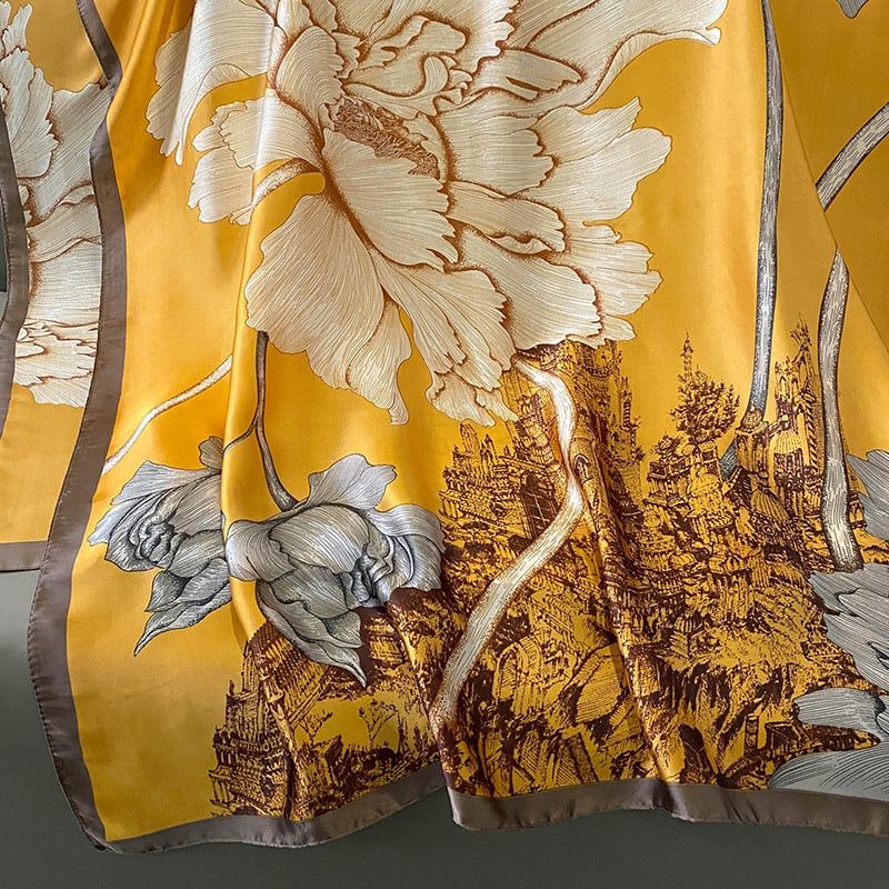  Quà tặng 20/10 cho sếp nữ, vợ, cô giáo, giáo viên nữ, mẹ và bạn gái, người yêu nữ quà tặng Khăn quàngchoàng cổ lụa cao cấp cho nữ văn phòng sở đẹp màu vàng AGANA - KS215 