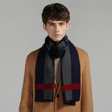  Quà tặng 20/10 cho đối tác nam, sếp nam, đồng nghiệp nam, người yêu nam ,bạn bè, anh trai hoặc người thân quà tặng Khăn quàng choàng cổ nam Hàng Hiệu & Cao Cấp - Khăn len cashmere giữ ấm họa tiết màu Xám sọc xanh dương đỏ - KN018 