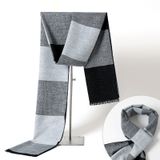  Quà tặng 20/10 cho đối tác nam, sếp nam, đồng nghiệp nam, người yêu nam ,bạn bè, anh trai hoặc người thân quà tặng Khăn quàng choàng cổ nam Hàng Hiệu & Cao Cấp - Khăn len cashmere giữ ấm họa tiết caro màu Xám Đen - KN012 