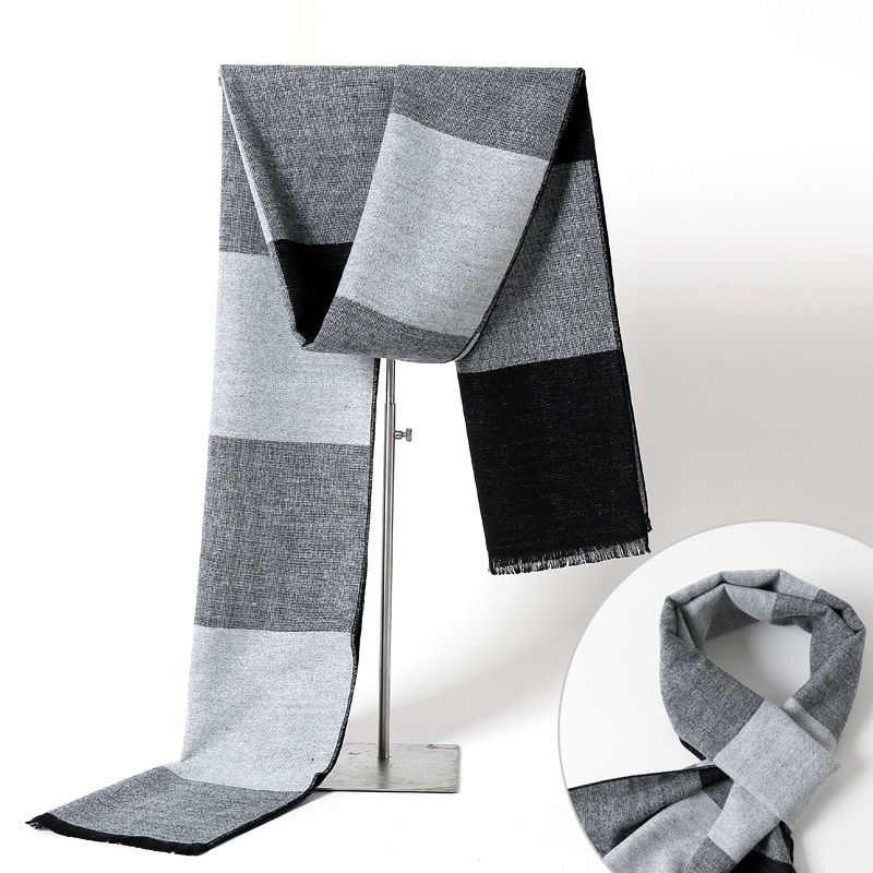  Quà tặng 20/10 cho đối tác nam, sếp nam, đồng nghiệp nam, người yêu nam ,bạn bè, anh trai hoặc người thân quà tặng Khăn quàng choàng cổ nam Hàng Hiệu & Cao Cấp - Khăn len cashmere giữ ấm họa tiết caro màu Xám Đen - KN012 
