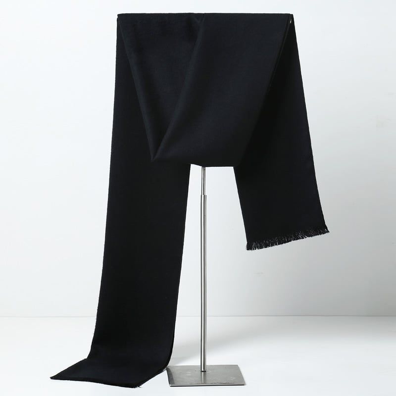  Khăn quàng choàng cổ nam Hàng Hiệu & Cao Cấp - Khăn len cashmere giữ ấm họa tiết màu Đen - KN007 