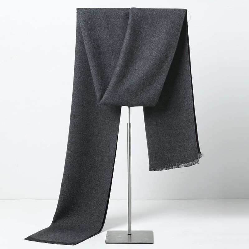  Khăn quàng choàng cổ nam Hàng Hiệu & Cao Cấp - Khăn len cashmere giữ ấm họa tiết màu Xám  - KN008 