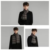  Khăn quàng choàng cổ nam Hàng Hiệu & Cao Cấp - Khăn len cashmere giữ ấm họa tiết màu Xám caro hồng - KN016 
