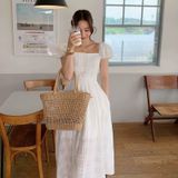  Túi cói đi biển vintage thời trang nữ phong cách cầm tay Hàn Quốc đẹp cổ điển màu nâu be- TC108 