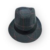  Mũ nón phớt Fedora nam vành nhỏ cao cấp AGANA nón cao bồi phong cách cổ điển pha lẫn hiện đại - Kẻ Sọc Navy Viền Đỏ - MFDN002 