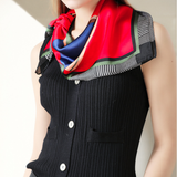  Khăn quàng cổ size vuông 70cm lụa mỏng nhẹ thích hợp cho mùa hè mùa xuân mùa thu chống nắng họa tiết yên ngựa màu đỏ AGANA- KL409 