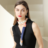  Khăn quàng cổ size vuông 70cm lụa mỏng nhẹ thích hợp cho mùa hè mùa xuân mùa thu chống nắng họa tiết yên ngựa màu xanh đen AGANA- KL410 