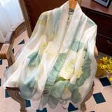  Quà tặng 20/10 cho sếp nữ, vợ, cô giáo, giáo viên nữ, mẹ và bạn gái, người yêu nữ quà tặng Khăn quàngchoàng cổ lụa cao cấp cho nữ văn phòng sở đẹp màu xanh phối hoa sen AGANA - KS180 