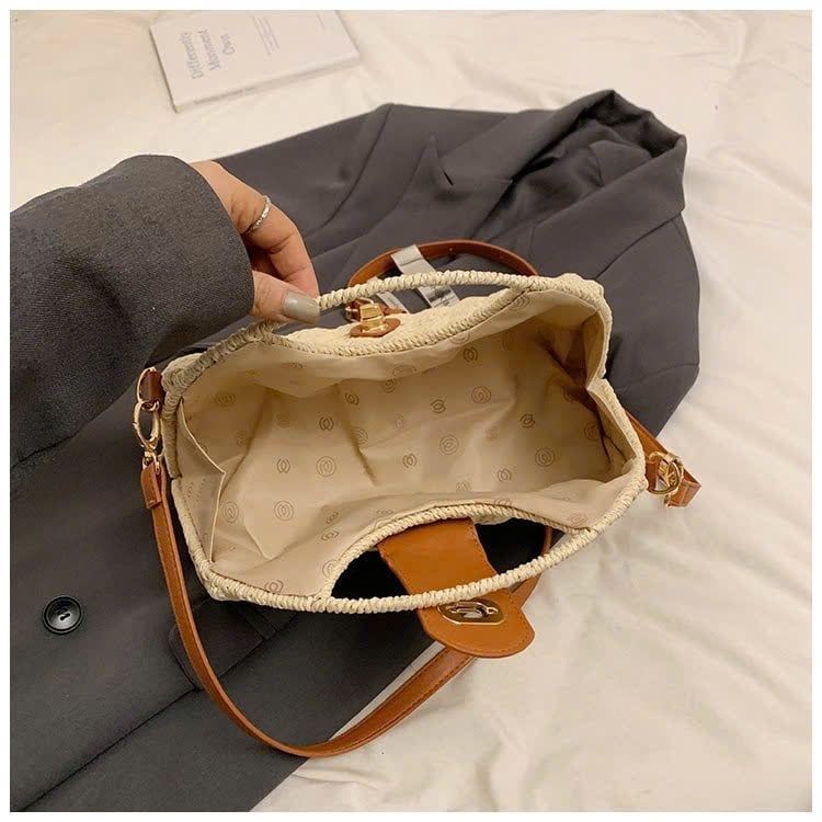  Túi cói đi biển vintage thời trang nữ phong cách cầm tay Hàn Quốc đẹp cổ điển - TC116 