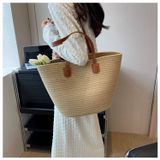  Túi cói đi biển vintage thời trang nữ phong cách cầm tay Hàn Quốc đẹp cổ điển màu nâu  - TC102 