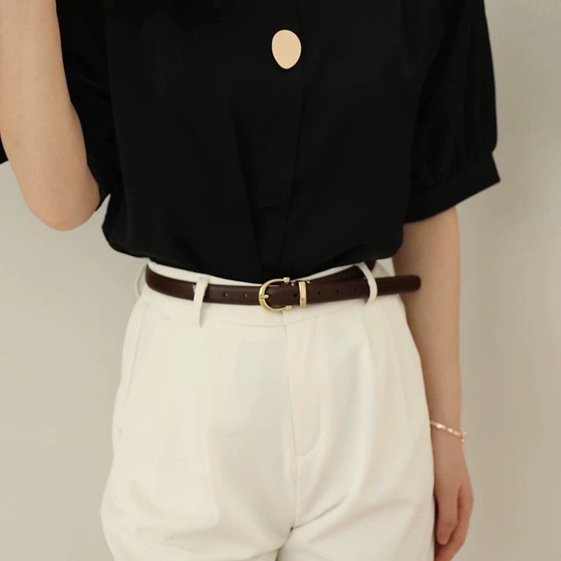  Thắt lưng nữ da bò thật AGANA dây nịt da thật đai váy da thật Hàn Quốc cao cấp phong cách hiện đại - DNT001 