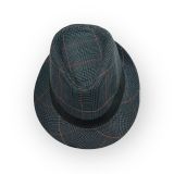  Mũ nón phớt Fedora nam vành nhỏ cao cấp AGANA nón cao bồi phong cách cổ điển pha lẫn hiện đại - Kẻ Sọc Navy Viền Đỏ - MFDN002 