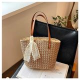  Túi cói đi biển vintage thời trang nữ phong cách cầm tay Hàn Quốc đẹp cổ điển màu nâu - TC106 