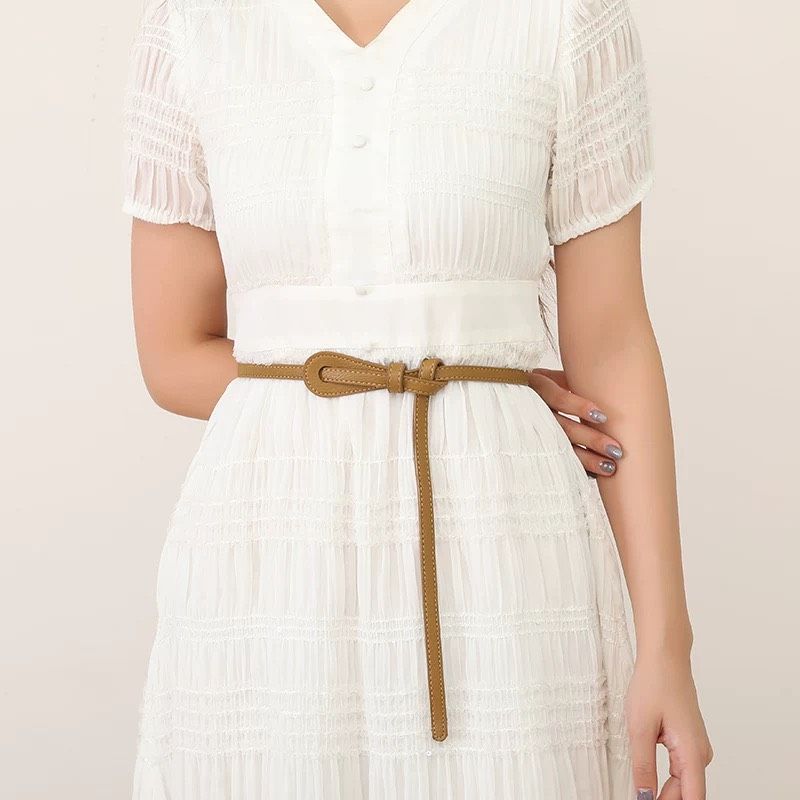  Thắt lưng nữ da bò thật AGANA dây nịt da thật đai váy da thật Hàn Quốc cao cấp phong cách hiện đại - DNT023 