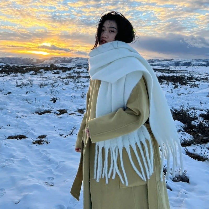  Khăn quàng choàng cổ len Cashmere cao cấp AGANA giữ ấm màu trơn pastel phong cách Hàn Quốc đẹp sang trọng KCL004 