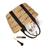  Túi cói đi biển vintage thời trang nữ phong cách cầm tay Hàn Quốc đẹp cổ điển màu nâu be  - TC111 