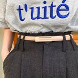  Thắt lưng nữ da bò thật AGANA dây nịt da thật đai váy da thật Hàn Quốc cao cấp phong cách hiện đại - Màu Đen - DNT025 