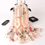  Quà tặng 20/10 cho sếp nữ, vợ, cô giáo, giáo viên nữ, mẹ và bạn gái, người yêu nữ quà tặng Khăn quàngchoàng cổ lụa cao cấp cho nữ văn phòng sở đẹp màu be phối hồng AGANA - KS159 