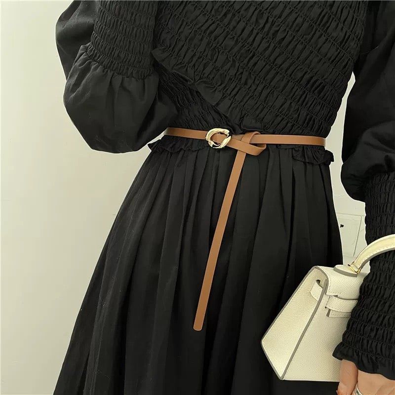  Thắt lưng nữ da bò thật AGANA dây nịt da thật đai váy da thật Hàn Quốc cao cấp phong cách hiện đại - DNT003 