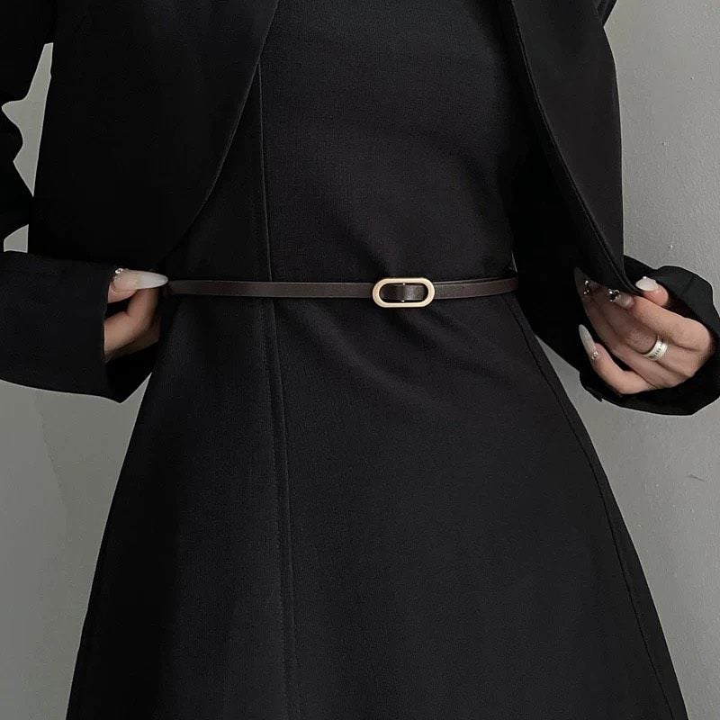  Thắt lưng nữ da bò thật AGANA dây nịt da thật đai váy da thật Hàn Quốc cao cấp phong cách hiện đại - DNT012 