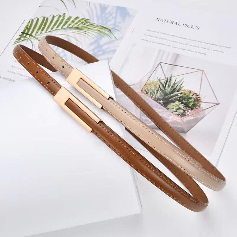  Thắt lưng nữ da bò thật AGANA dây nịt da thật đai váy da thật Hàn Quốc cao cấp phong cách hiện đại - DNT007 