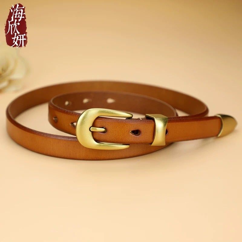  Thắt lưng nữ da bò thật AGANA dây nịt da thật đai váy da thật Hàn Quốc cao cấp phong cách hiện đại - DNT024 