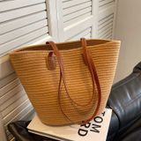  Túi cói đi biển vintage thời trang nữ phong cách cầm tay Hàn Quốc đẹp cổ điển màu nâu  - TC102 