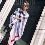  Khăn quàng choàng cổ lụa cao cấp cho nữ văn phòng sở đẹp màu hồng sọc AGANA - KS046 