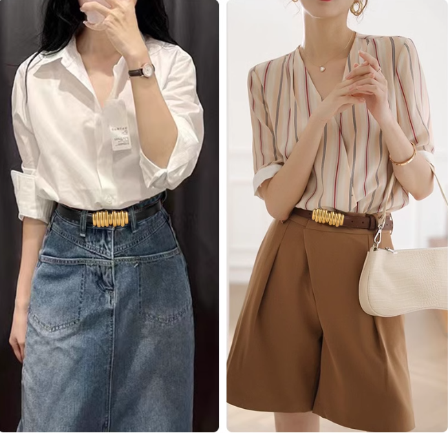  Thắt lưng nữ da bò thật AGANA dây nịt da thật đai váy da thật Hàn Quốc cao cấp phong cách hiện đại - DNT019 