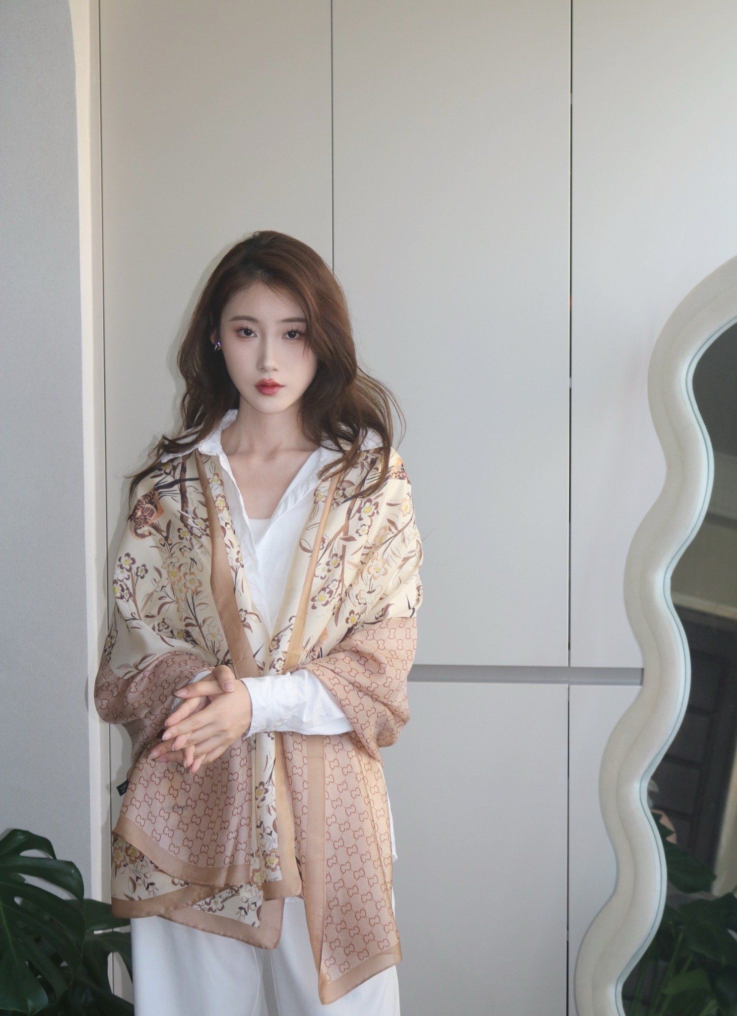  Khăn quàng choàng cổ lụa cao cấp cho nữ văn phòng sở đẹp màu vàng AGANA - KS188 