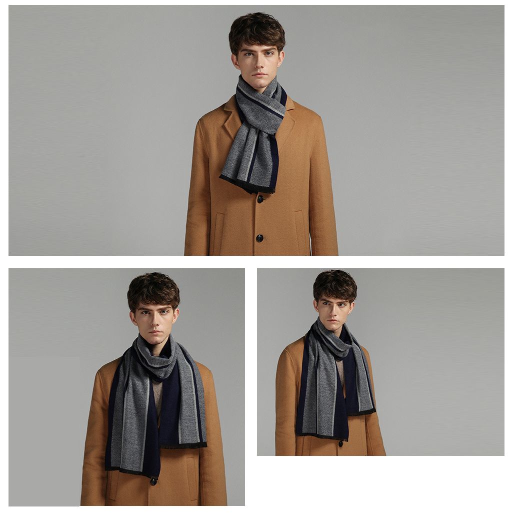  Quà tặng 20/11 cho đối tác nam, sếp nam, đồng nghiệp nam, người yêu nam ,bạn bè, anh trai hoặc người thân quà tặng Khăn quàng choàng cổ nam Hàng Hiệu & Cao Cấp - Khăn len cashmere giữ ấm họa tiết màu Xám, xanh Dương - KN011 
