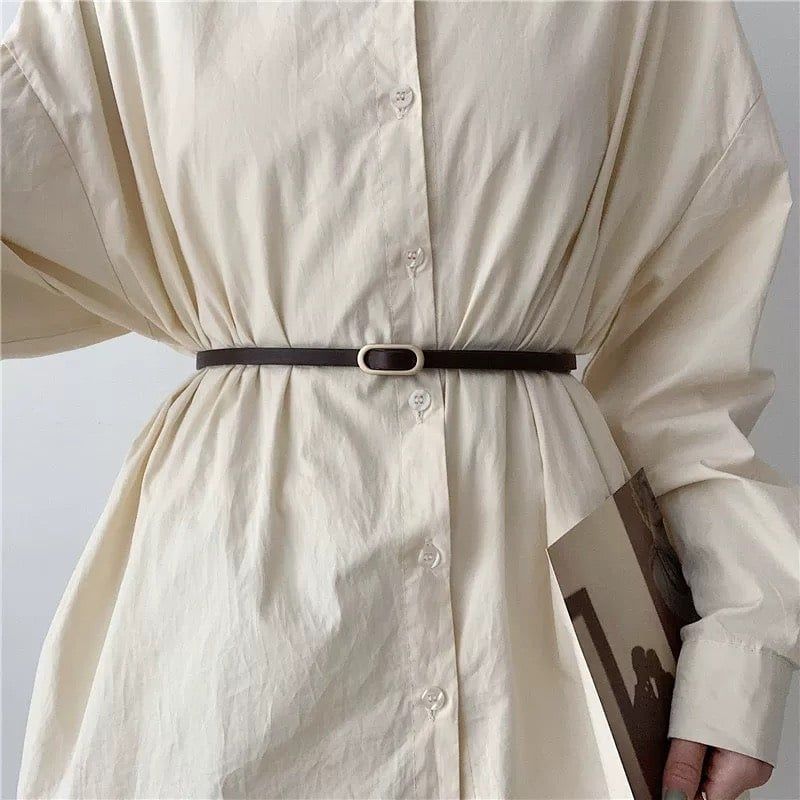  Thắt lưng nữ da bò thật AGANA dây nịt da thật đai váy da thật Hàn Quốc cao cấp phong cách hiện đại - DNT012 