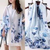  Quà tặng 20/10 cho sếp nữ, vợ, cô giáo, giáo viên nữ, mẹ và bạn gái, người yêu nữ quà tặng Khăn quàngchoàng cổ lụa cao cấp cho nữ văn phòng sở đẹp màu xanh AGANA - KS158 