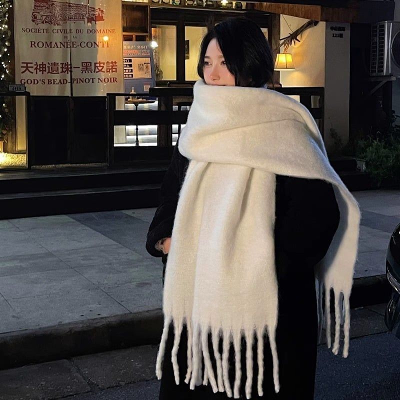  Khăn quàng choàng cổ len Cashmere cao cấp AGANA giữ ấm màu trơn pastel phong cách Hàn Quốc đẹp sang trọng KCL004 