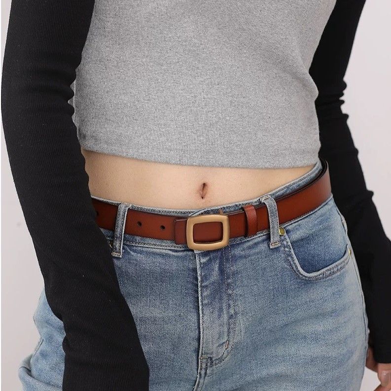  Thắt lưng nữ da bò thật AGANA dây nịt da thật đai váy da thật Hàn Quốc cao cấp phong cách hiện đại - DNT005 