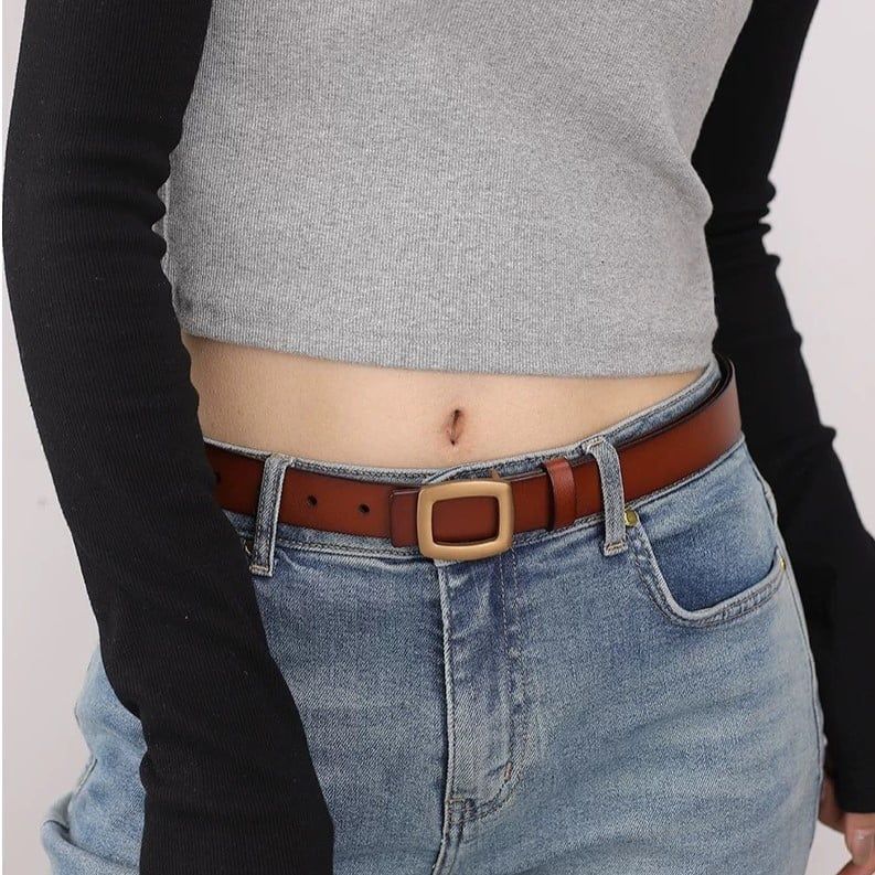  Thắt lưng nữ da bò thật AGANA dây nịt da thật đai váy da thật Hàn Quốc cao cấp phong cách hiện đại - DNT005 