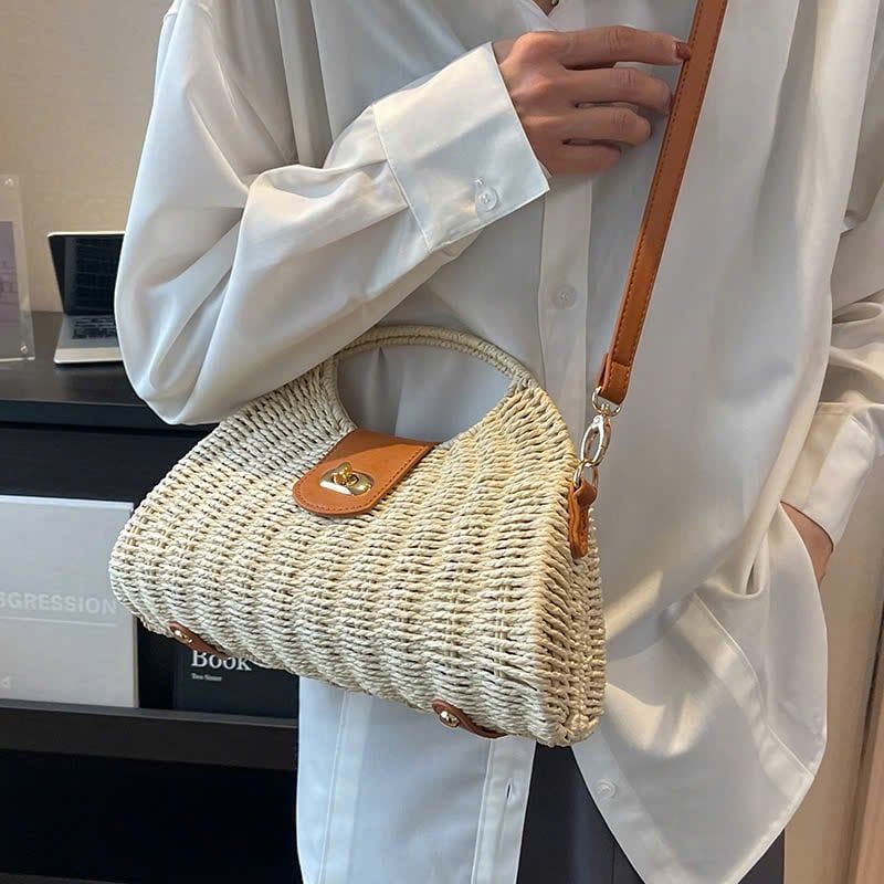  Túi cói đi biển vintage thời trang nữ phong cách cầm tay Hàn Quốc đẹp cổ điển - TC116 