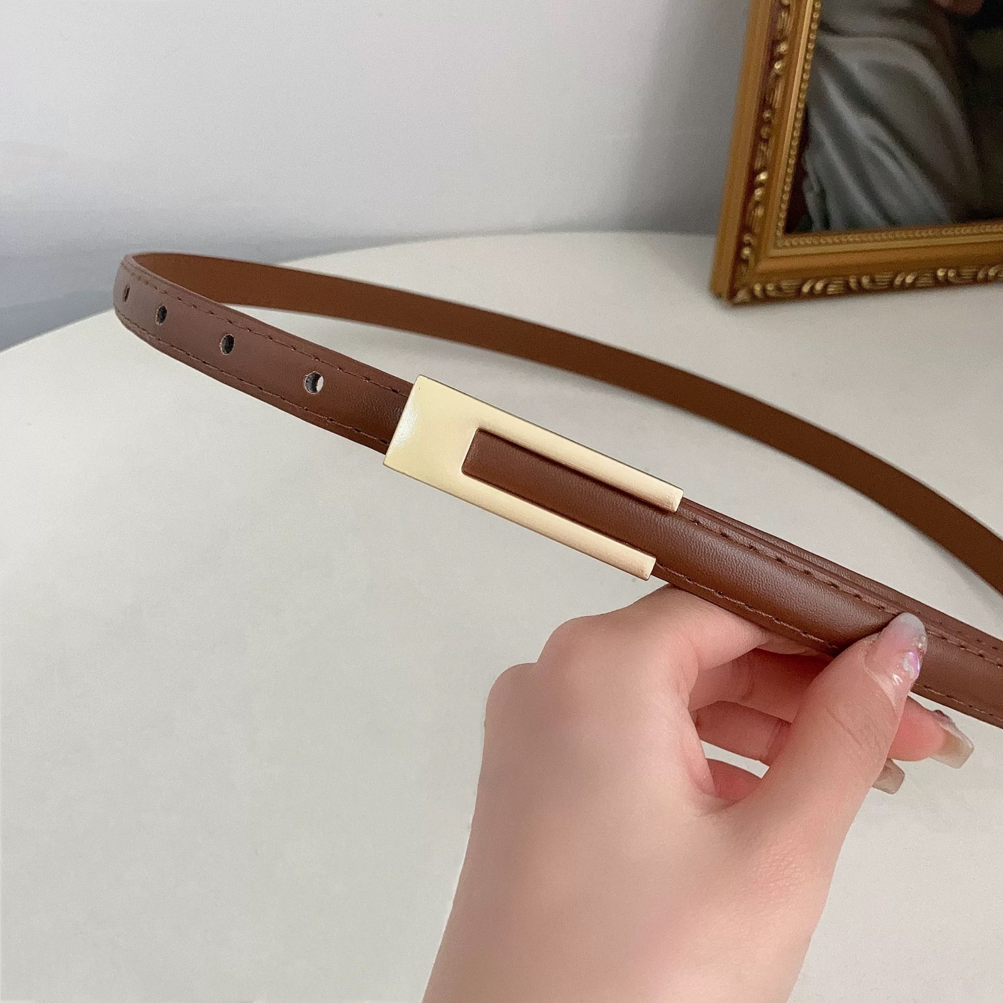  Thắt lưng nữ da bò thật AGANA dây nịt da thật đai váy da thật Hàn Quốc cao cấp phong cách hiện đại - Màu Đen - DNT025 