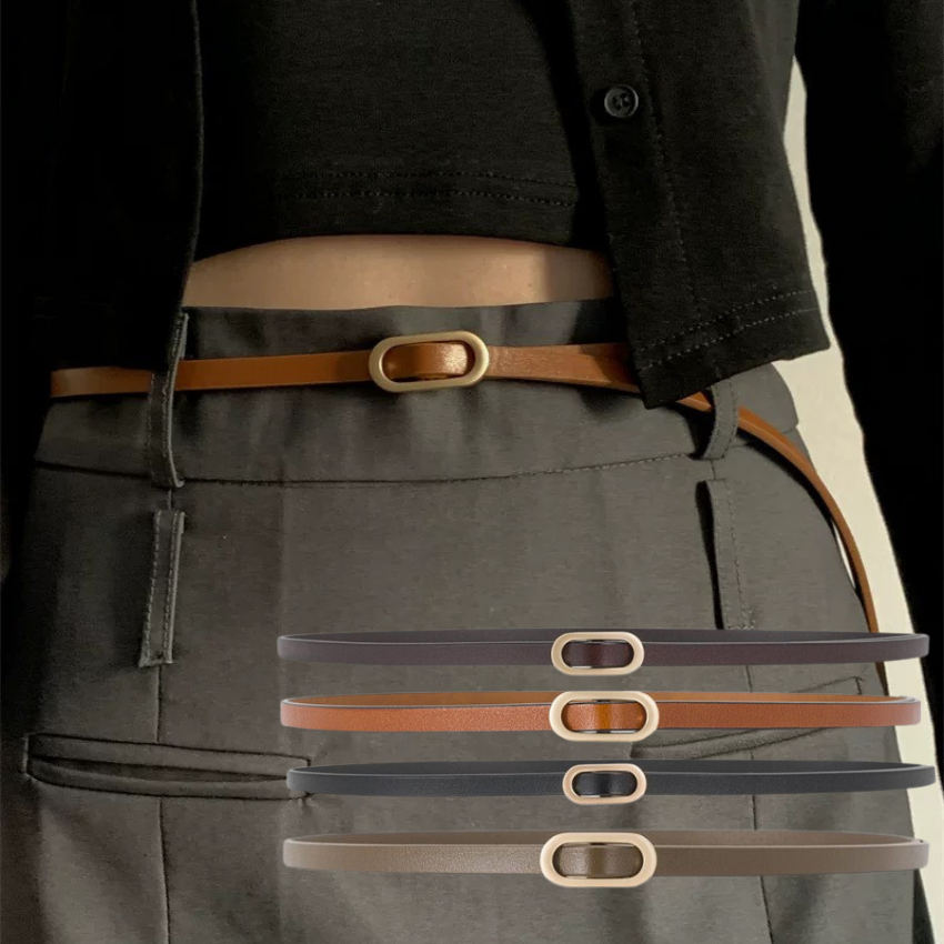  Thắt lưng nữ da bò thật AGANA dây nịt da thật đai váy da thật Hàn Quốc cao cấp phong cách hiện đại - DNT012 